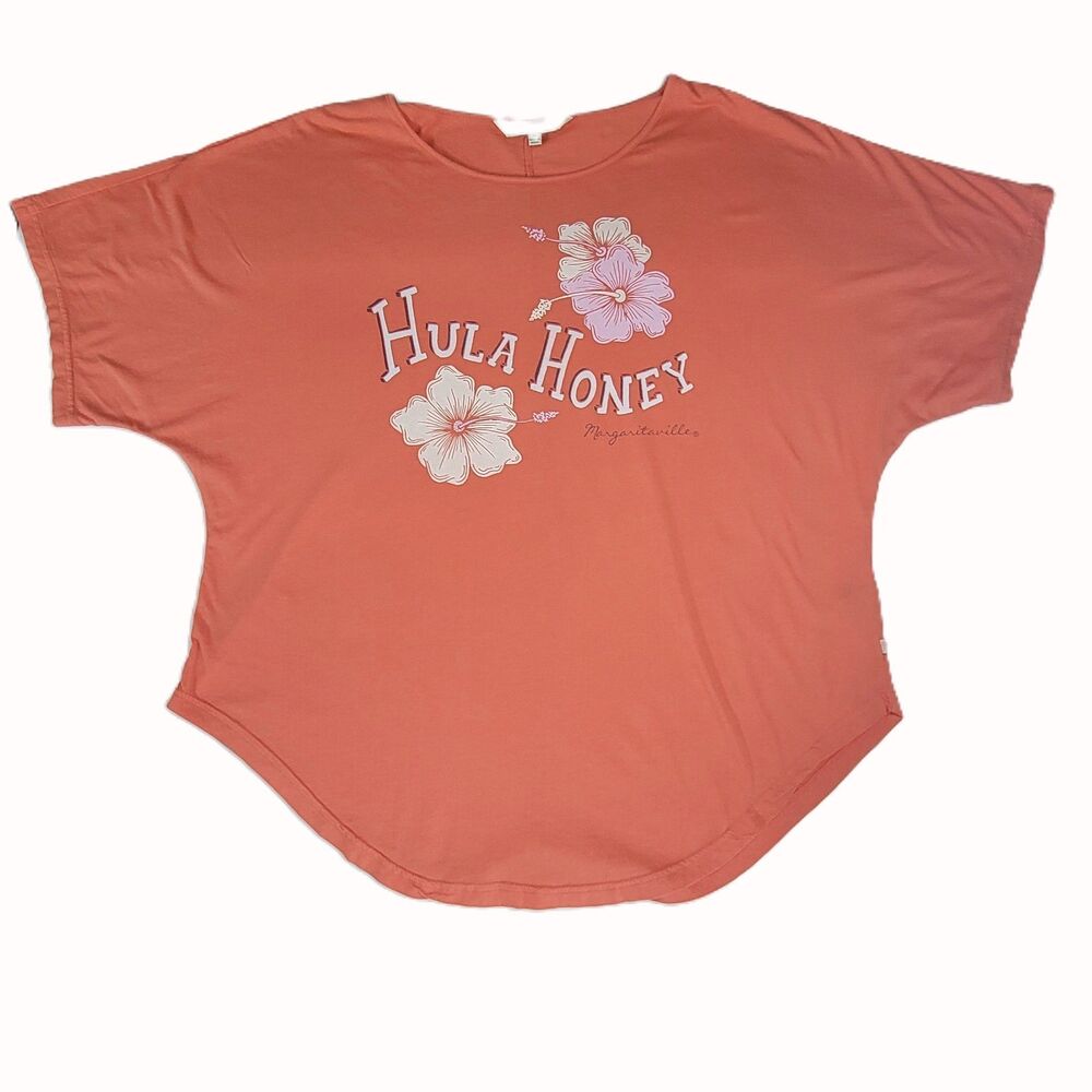 Margaritaville Hula Honey oversized t-shirt orange floral medium